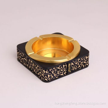 Square Metal Ashtray with Leather